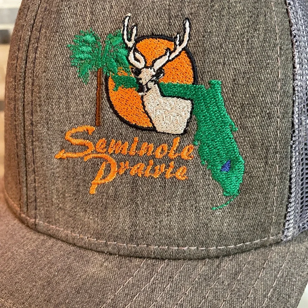 Seminole Prairie Gray Embroidered mesh snapback Hunting Hat Cap Richardson 112